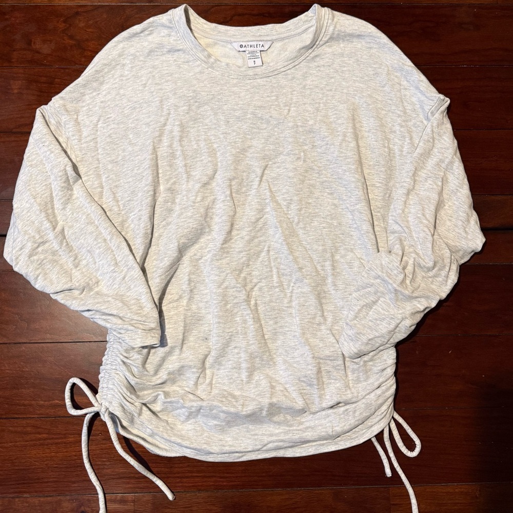 Athleta Ruched Light Gray Women's Sweatshirt